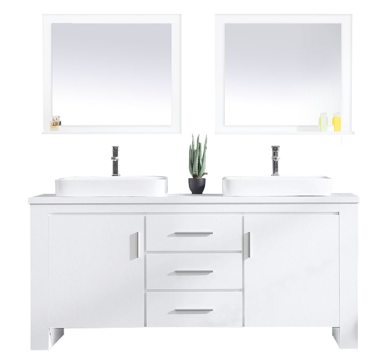 Washington 72" Double Sink Vanity with Wood Vanity Top and Mirror