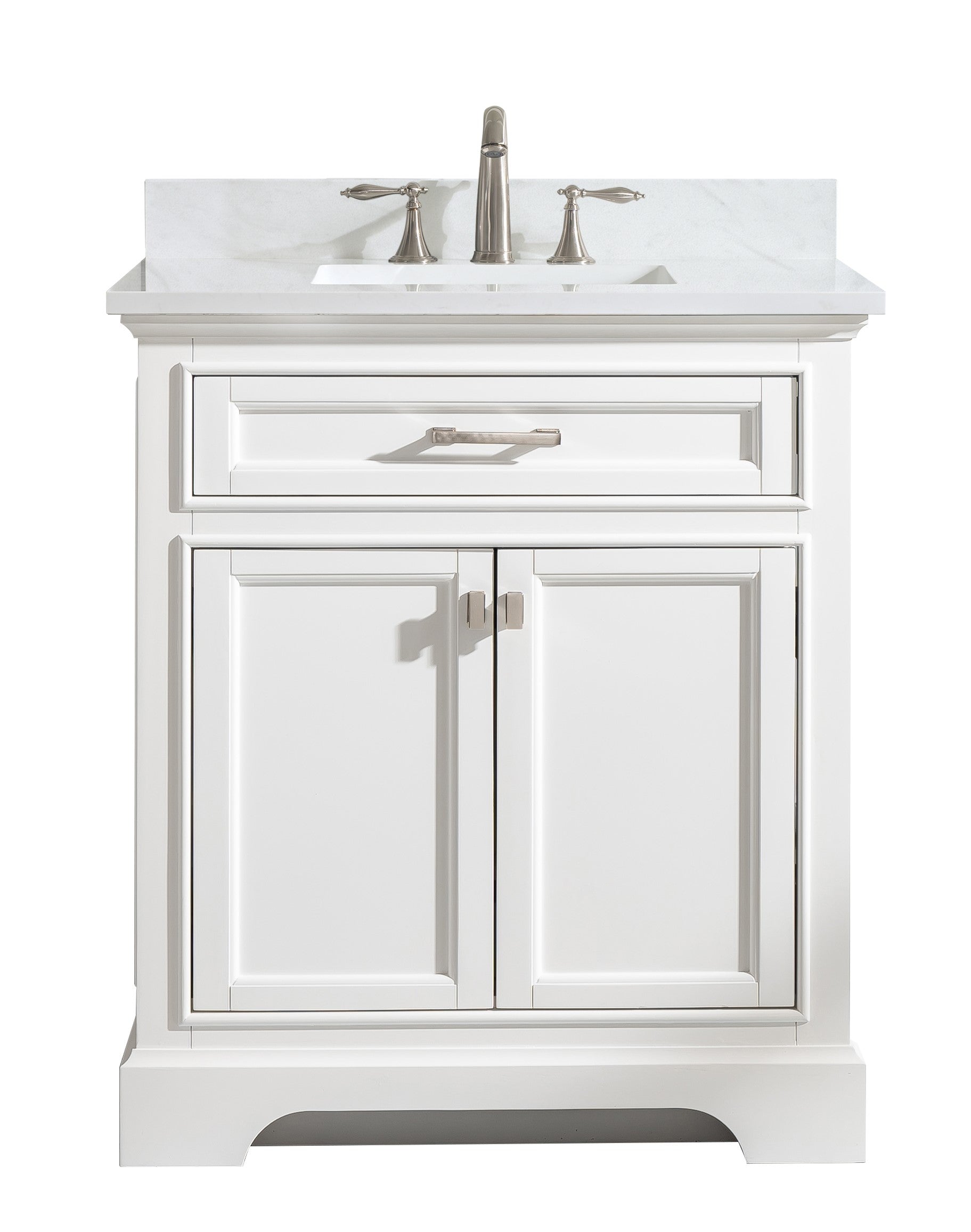 Milano 30" Single Sink Vanity with White Quartz Top