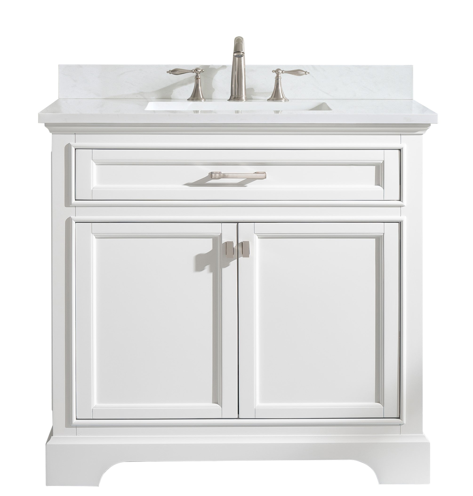 Milano 36" Single Sink Vanity with White Quartz Top