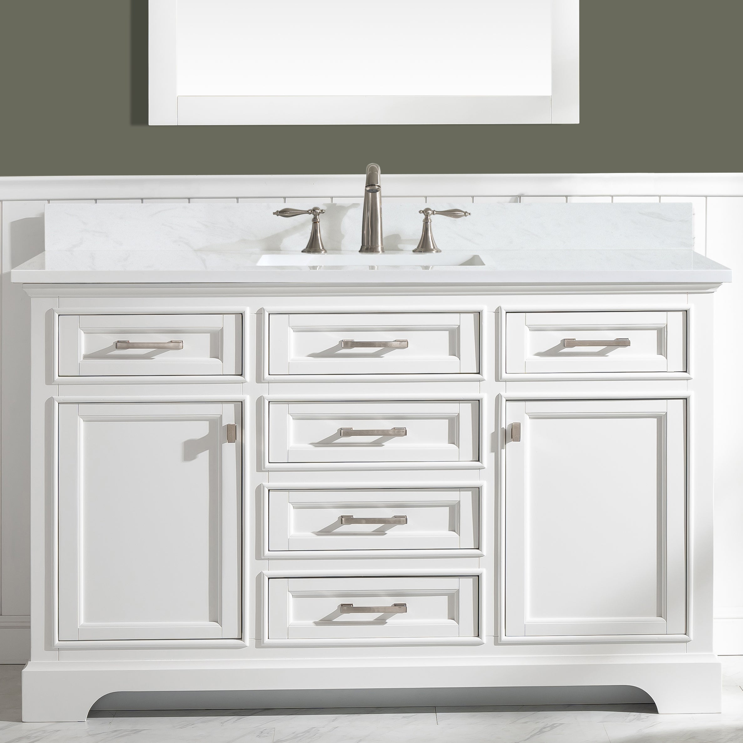 Milano 54" Single Sink Vanity with White Quartz Top