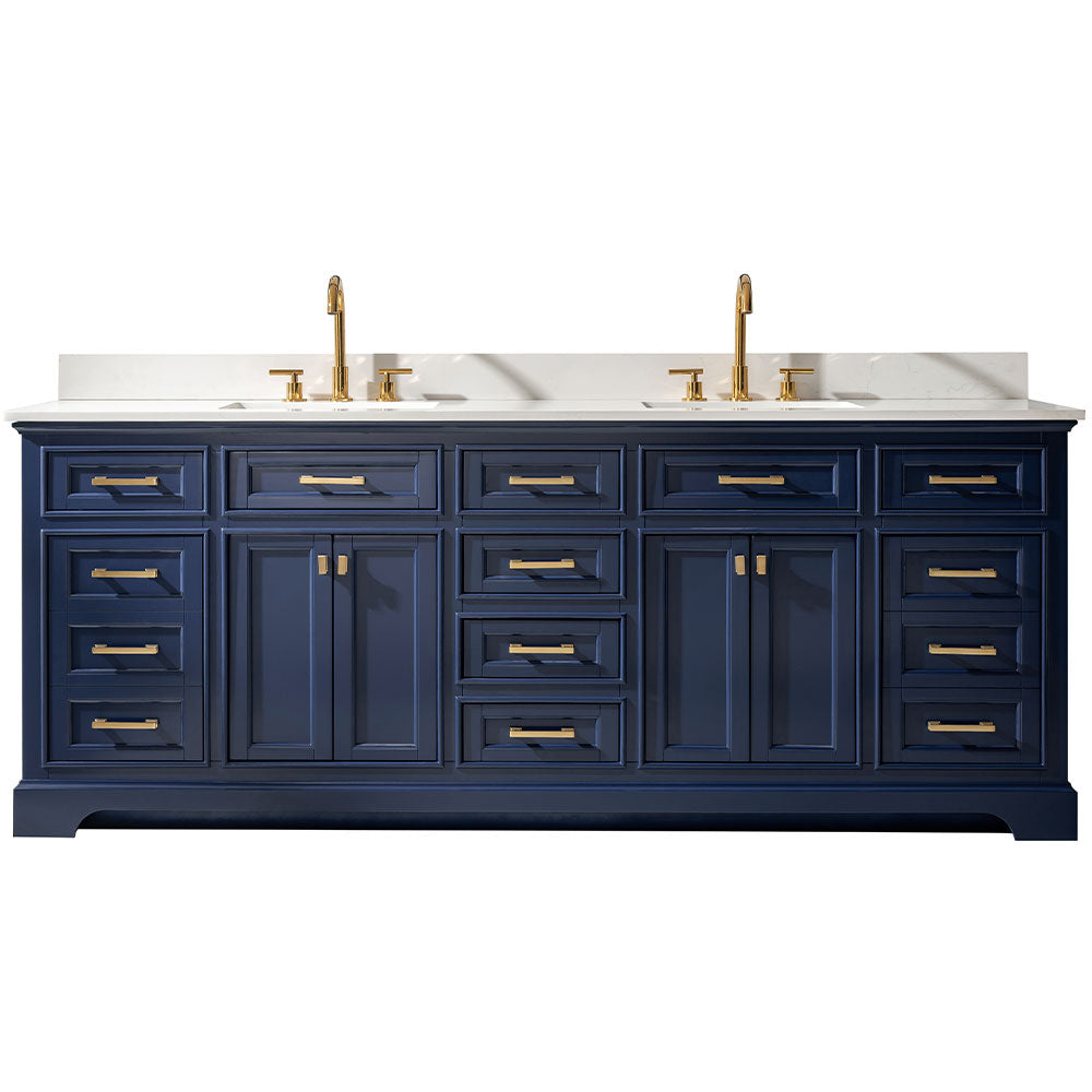 Milano 84" Double Sink Vanity with White Quartz Top