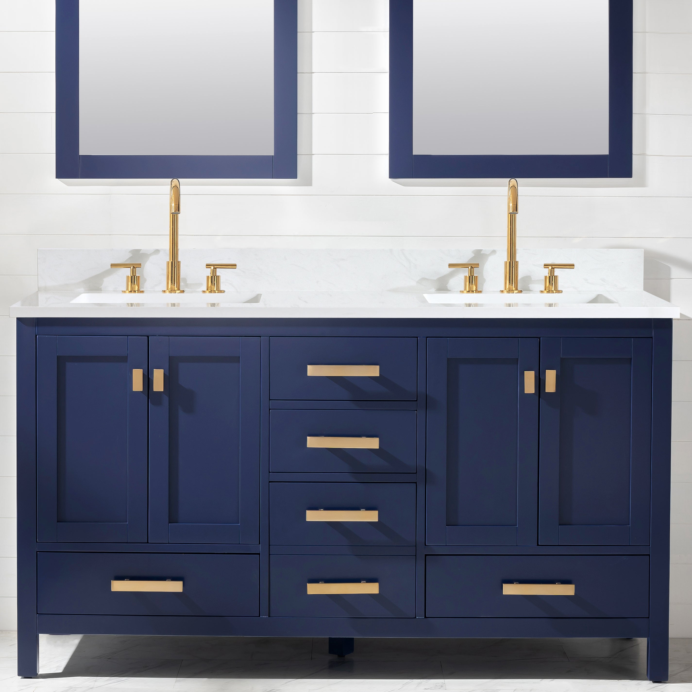 Valentino 60" Double Sink Vanity with White Quartz Top