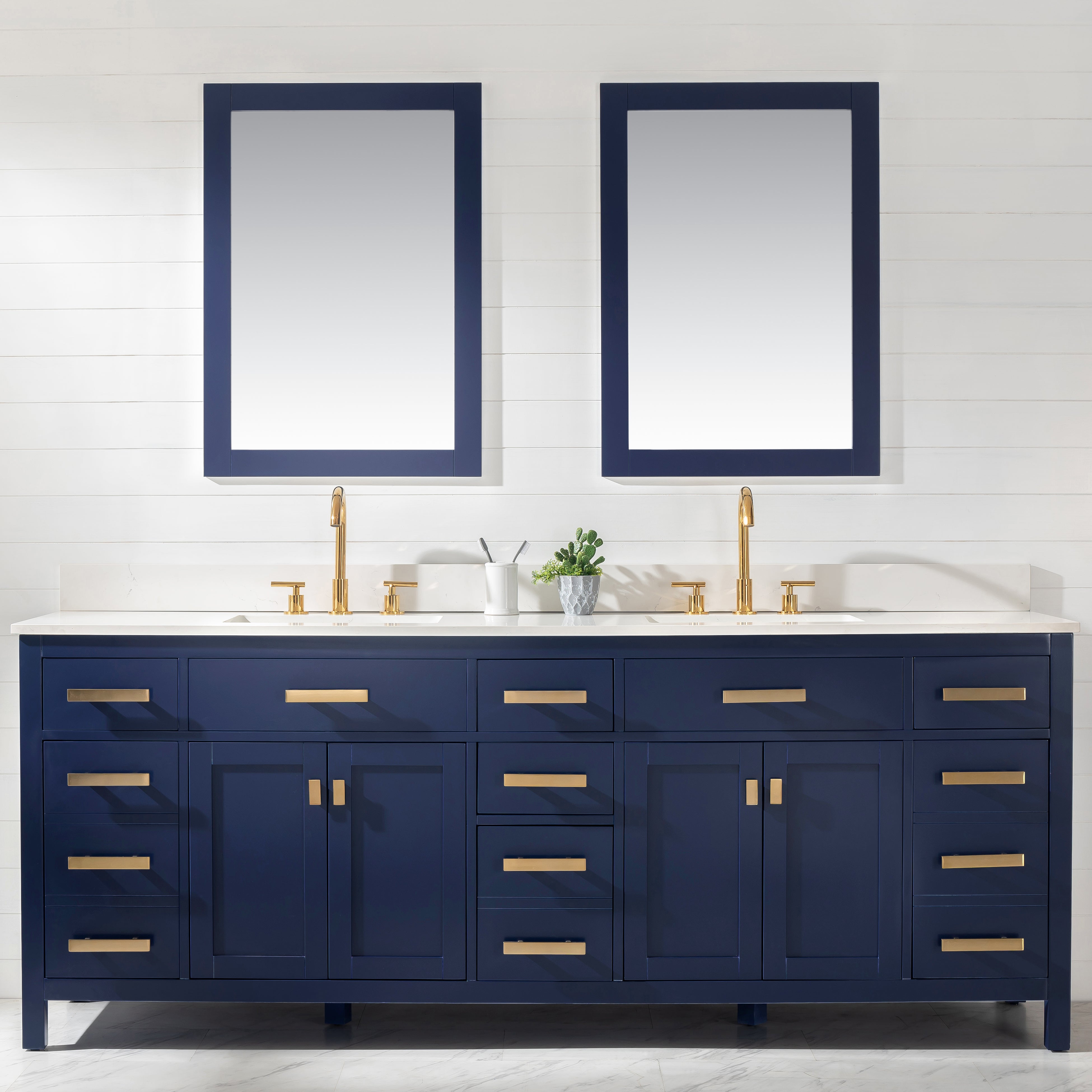 Valentino 84" Double Sink Vanity with White Quartz Top