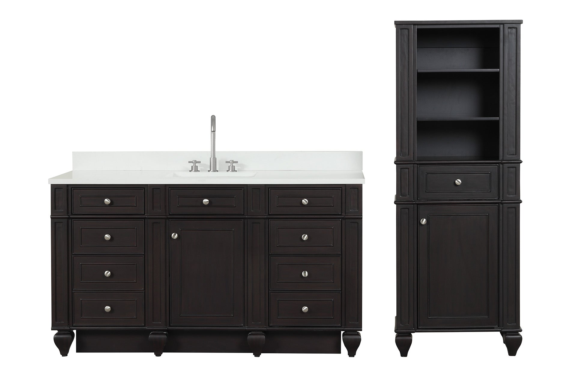 Winston 60" Single Sink Vanity with White Quartz Top