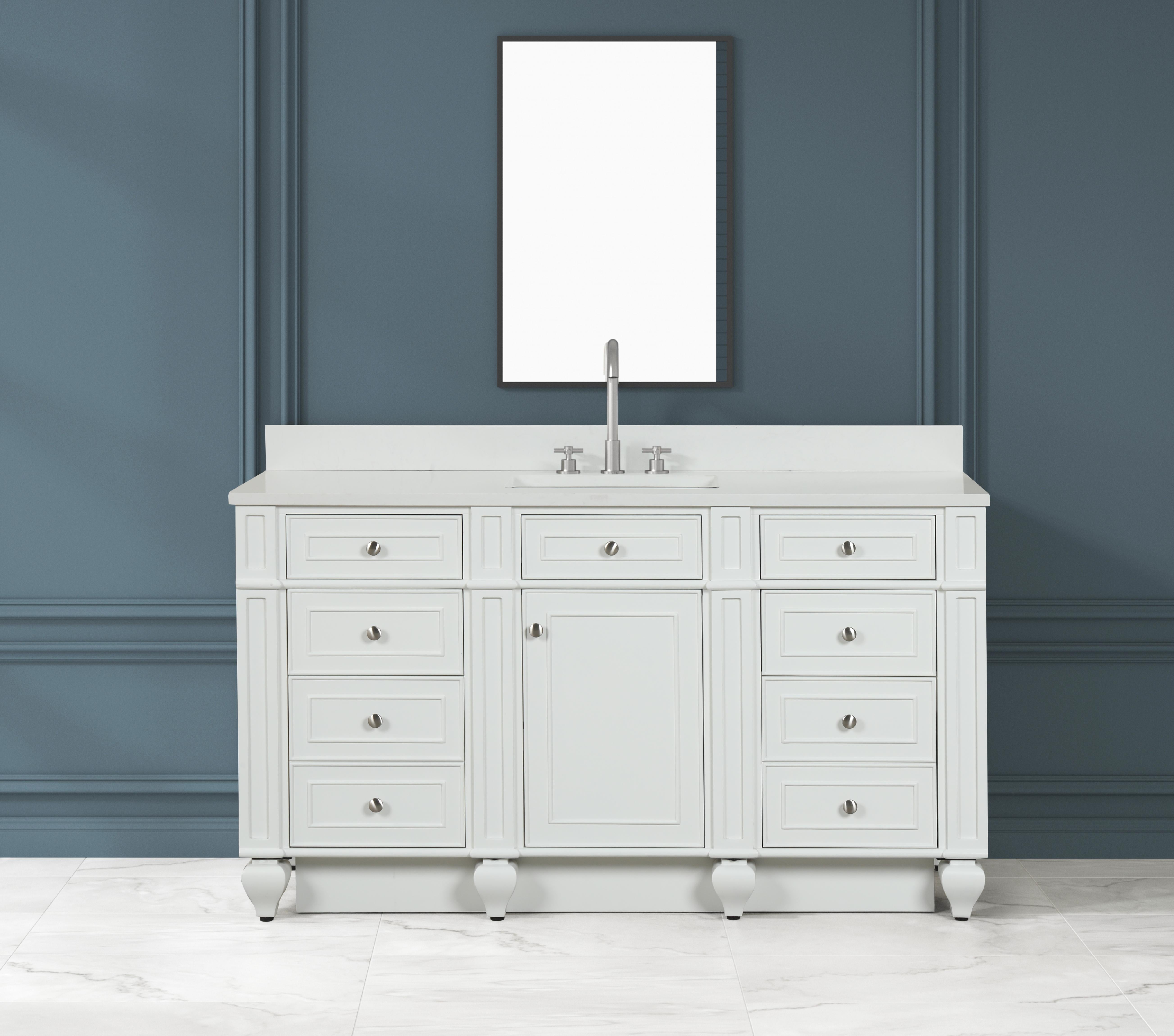 Winston 60" Single Sink Vanity with White Quartz Top